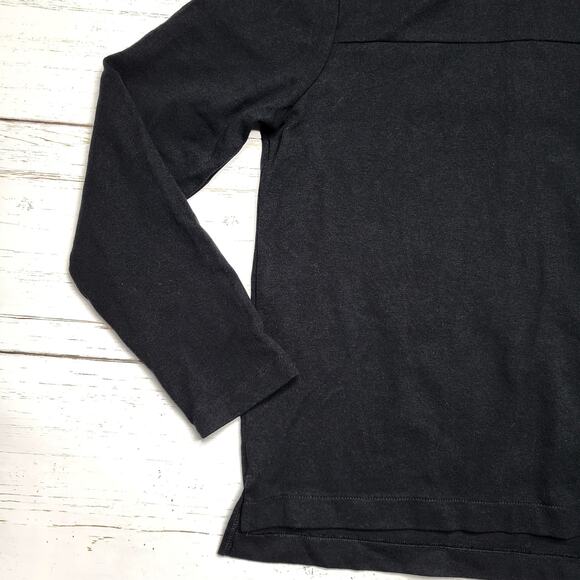 J. Crew Button Shoulder Turtleneck Sweatshirt Black Cotton Long Sleeve Preppy XS - Picture 7 of 10